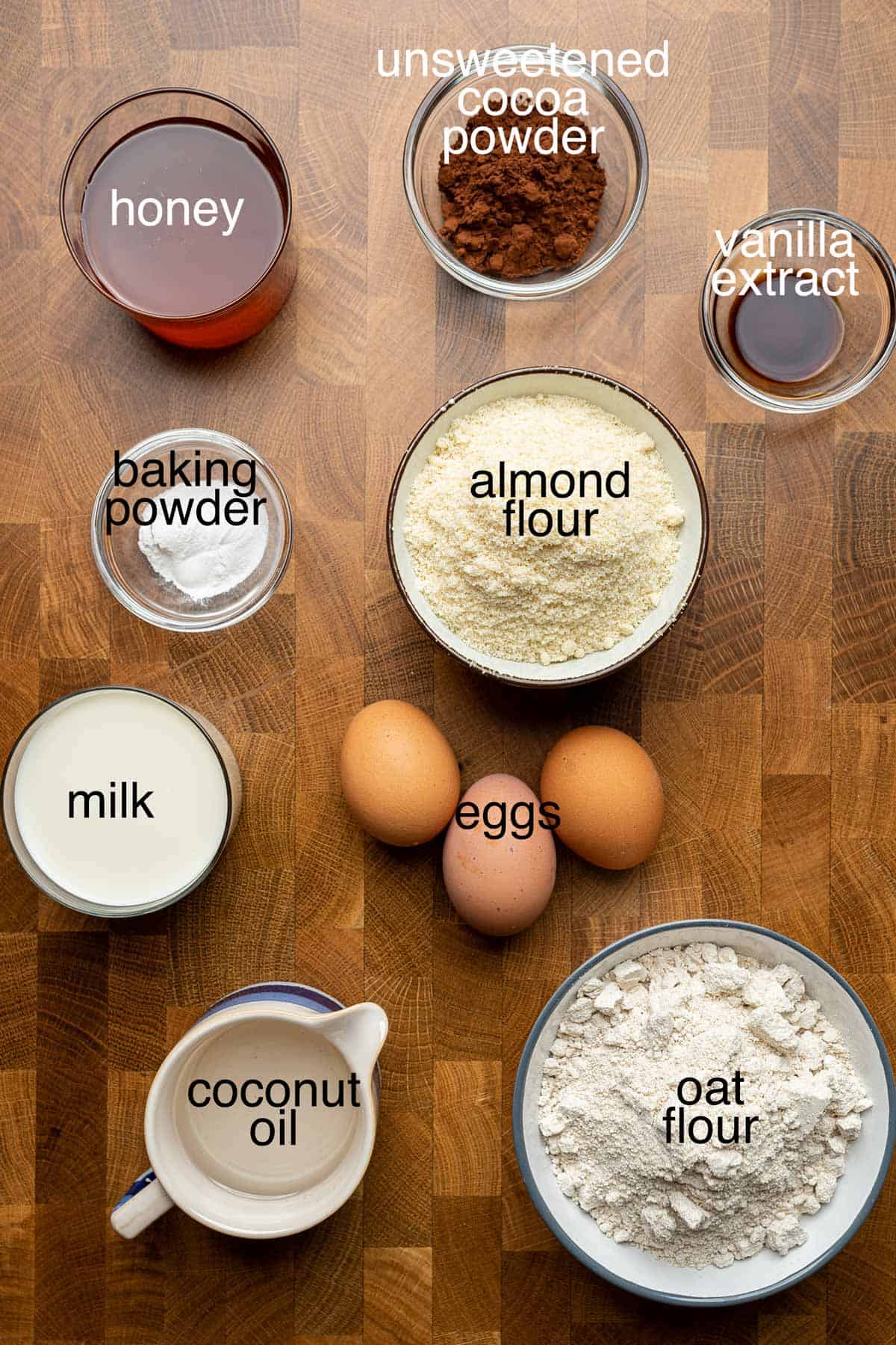 Ingredients to make gluten free marble cake