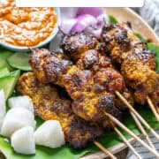 Malaysian chicken satay for Pinterest.