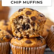 Banana and chocolate chip muffins for Pinterest.