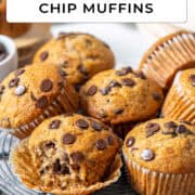 Banana and chocolate chip muffins for Pinterest.