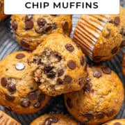 Banana and chocolate chip muffins for Pinterest.