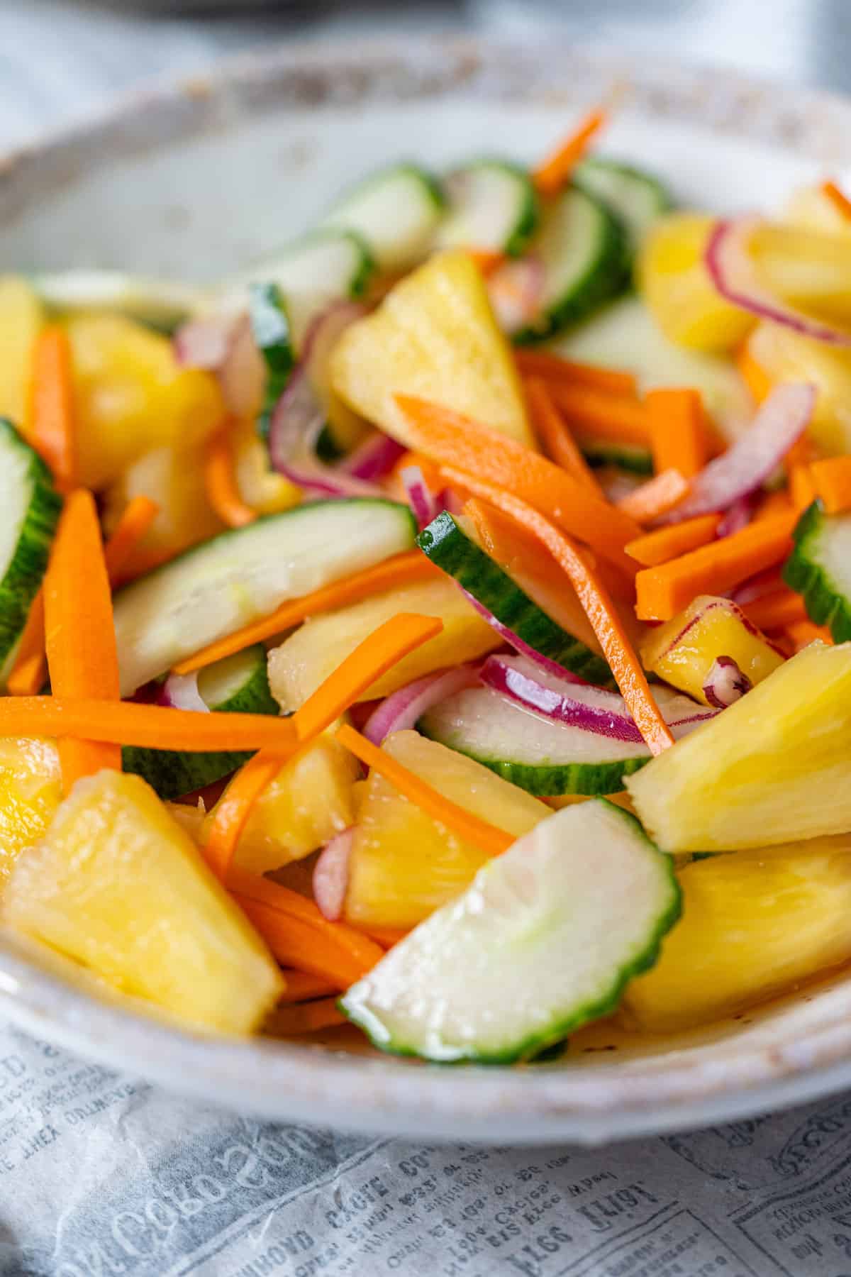 Close up of Asian cucumber salad.