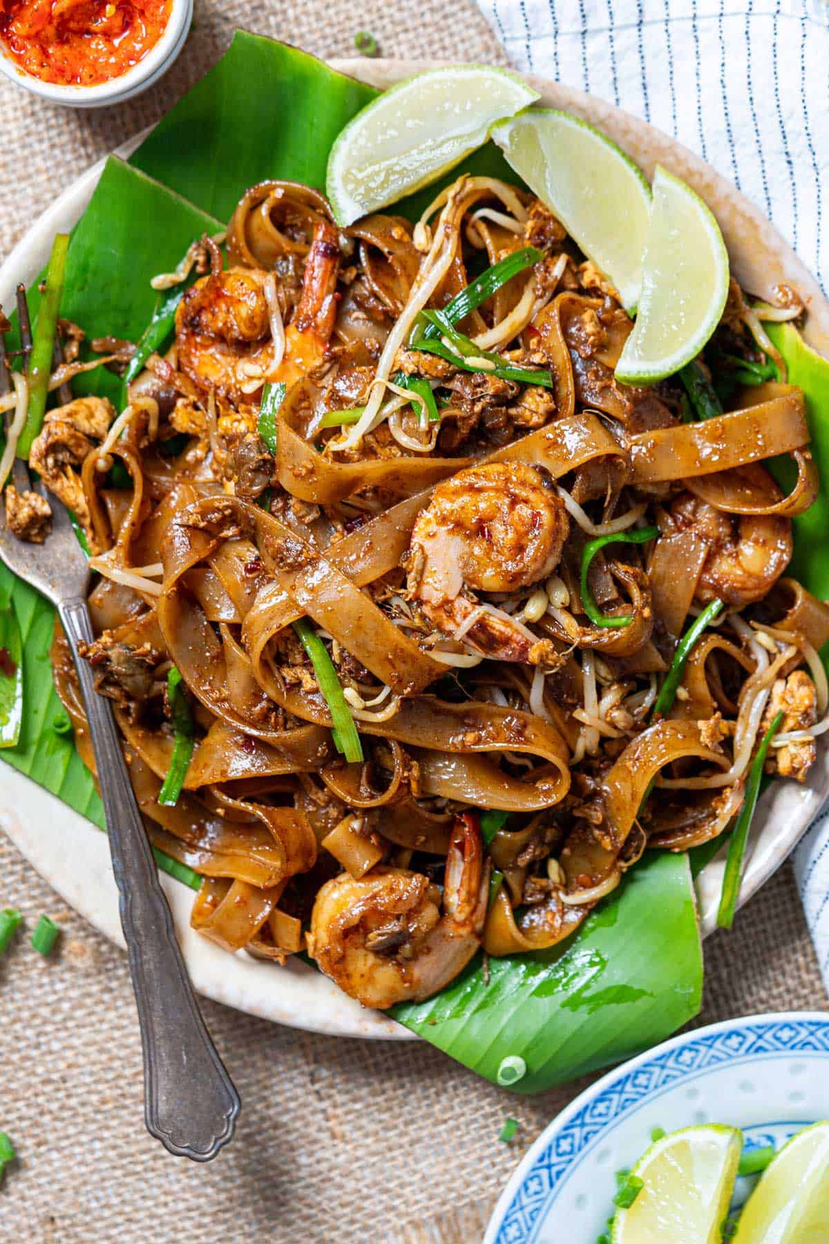 Char kway teow served in a plate.