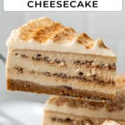 Cinnamon roll cheesecake for Pinterest.