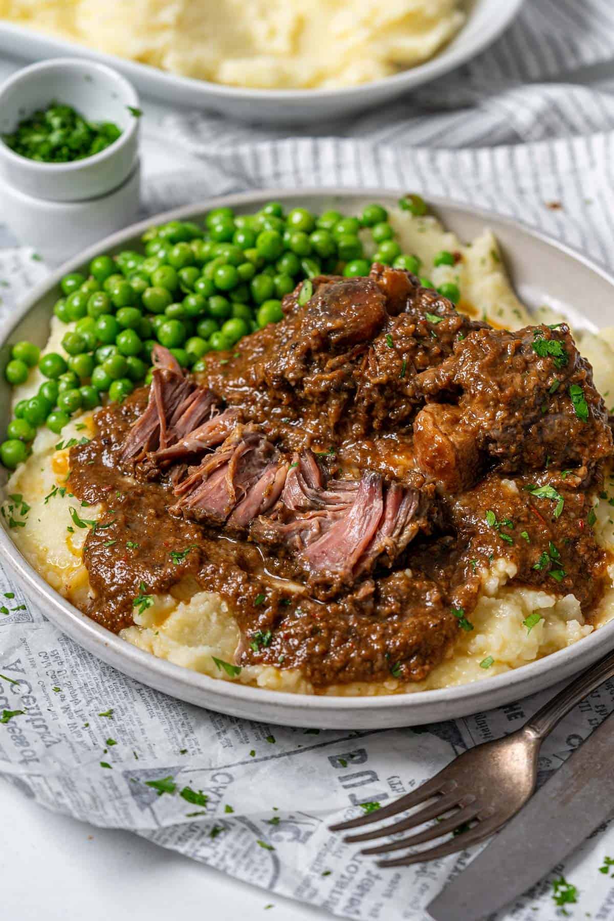 Oxtail stew served on a plate.