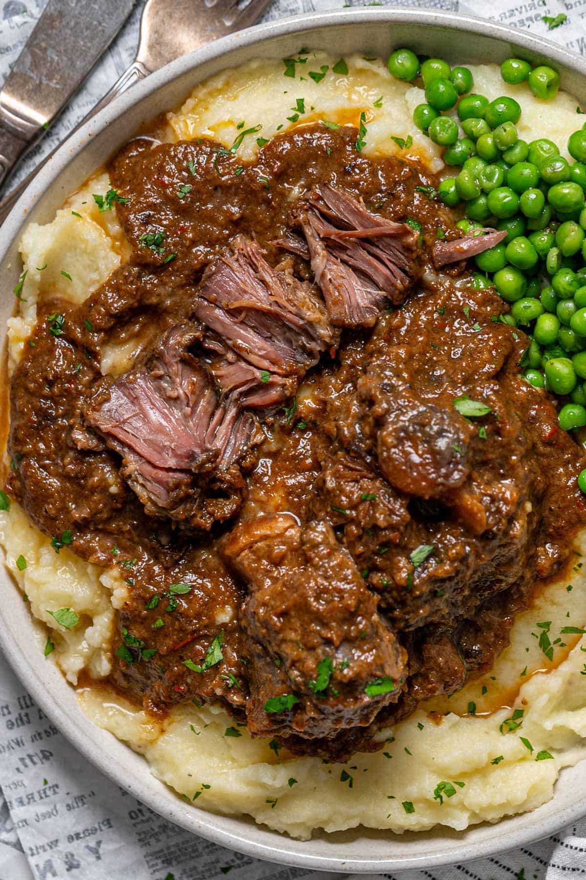 Stew served on a plate.