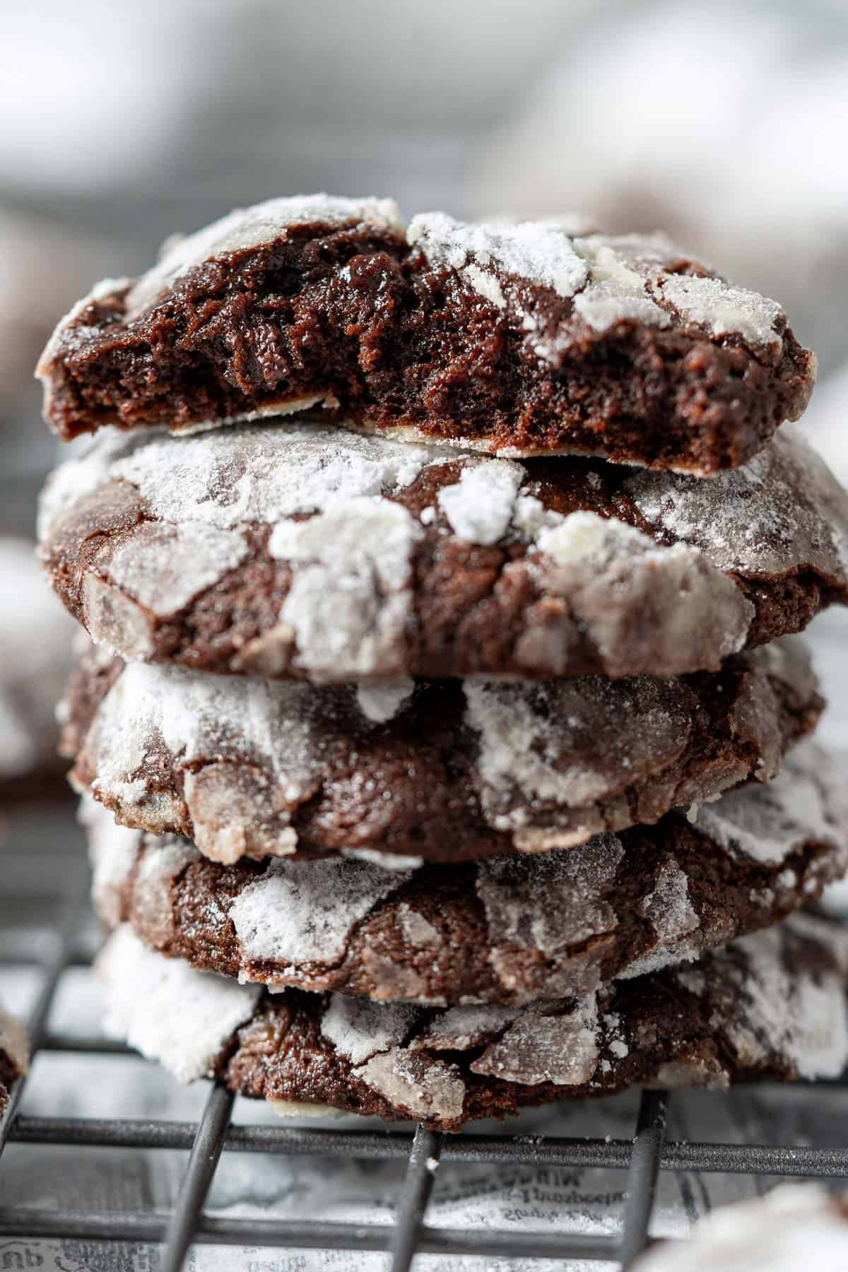 Showing the fudgy texture of a cookie.